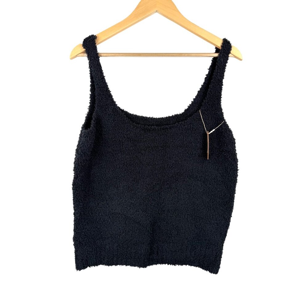 SKIMS Cozy Knit Tank Black fuzzy soft onyx lounge sz 4X/5X